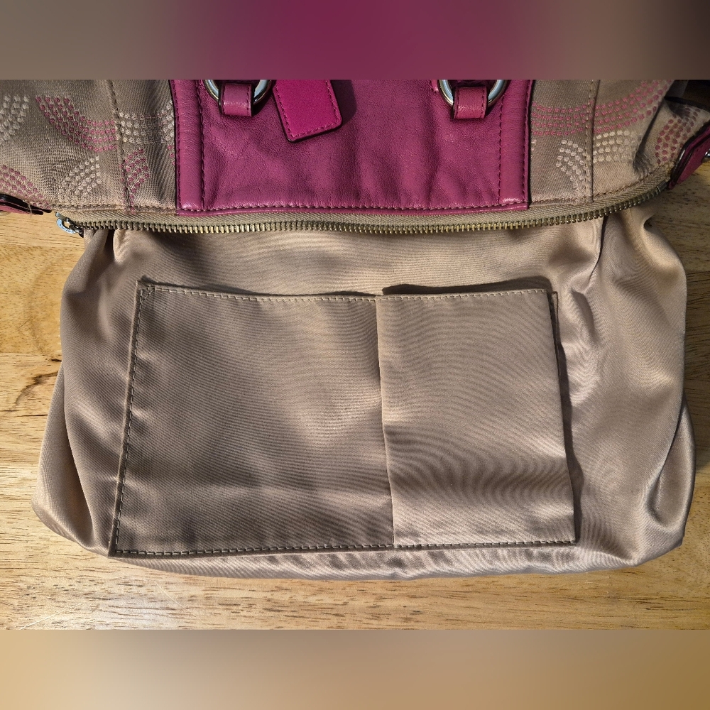 Coach Ashley Op Art Pink and Tan Satchel - Picture 9 of 12